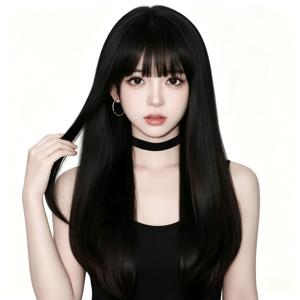 TEMU BELLSAL 시스루뱅 롱 헤어 통가발, 자연스러운 데일리 연출