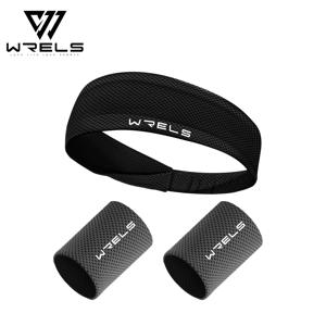 WRELS 통기성 메시 스포츠 헤어밴드 및 손목 밴드 세트, 야외 속건성 미끄럼 방지 땀 흡수 밴드 세트, 테니스, 런닝, 요가 및 남녀 공용 헬스용 흡습성 탄성 헤어 밴드, 4가지 색상 옵션
