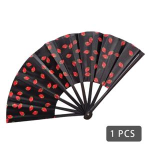 TEMU 22cm 딸기 프린트 부채 | 귀여운 과일 프린트 | 개인용 쿨링 및 파티용 대량 장식용 부채