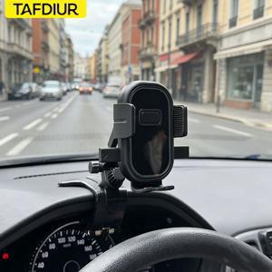 TAFDIUR 범용 차량용 휴대폰 거치대 - 미끄럼 방지 대시보드 클립 마운트, 360° 조절 가능, 한 손 작동, 모든 스마트폰에 적합하여 안전한 내비게이션