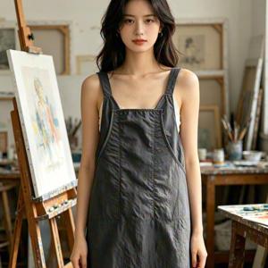 TEMU 여성용 앞치마, 넓은 어깨 스트랩 민소매 요리 케이프 앞치마 (대용량 휴대폰 수납 포켓 포함), 베이킹, 원예, 가정 청소용 부드러운 주방 앞치마, 간편한 단색 핀포어 앞치마 (3가지 색상)