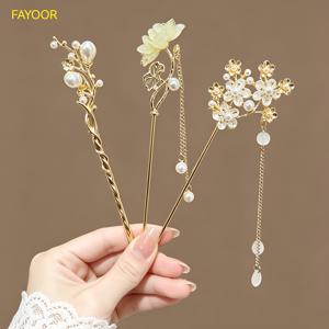 3개 빈티지 패션 중국 헤어핀, 우아한 플로럴 헤어 콤, , 데이트, 파티, 롤플레잉 등 다양한 행사에 적합, 고급 헤어 스타일링 헤어핀, 사진 촬영 및 선물용으로 이상적인 헤어 액세서리