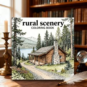 TEMU Scale Suitable for &: Thi Paper Coloring Book with 24 Pages - Countryside Snery Suitable for Relaxation, Relax, Coloring Gift Idea, Birthday/Christmas Present for Artists, Thi Paper Pages