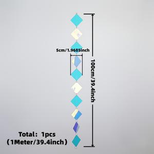 TEMU 100cm 또는 39.4인치로 측정되는 장식용 스팽글 스트링입니다. 파란색 무지개빛 끝을 갖춘 다이아몬드와 비즈 모양으로 제작되었으며, 우아하게 빛을 반사하여 반짝이는 외관을 연출합니다.