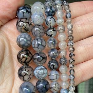 TEMU AAA 고품질 천연 흑백 용 아게이트 비즈 루스 비즈, 8mm 천연석 라운드 비즈, 수제 주얼리 제작에 적합, 목걸이, 팔찌, 귀걸이 제작에 완벽 - 다기능 공예 추가, 수제 애호가