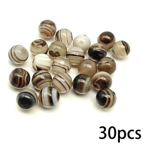 30개 천연석 루스 비즈 아게이트 스톤 비즈 주얼리 제작 재료, 목걸이, 팔찌, 귀걸이, 휴대폰 가방 펜던트 등에 사용 가능. 수제 추가 재료