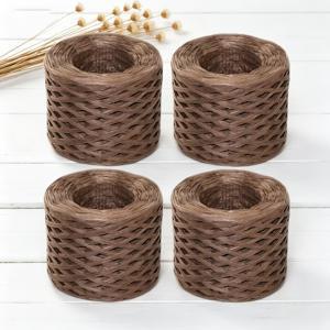 TEMU 4롤/14.1Oz 라피아 직조 실, 가볍고 부드러운 질감, 봄/여름 모자, 가방, 수공예품, 휴일 선물, 코바늘 뜨개질 실, 꽃다발 선물 상자 포장 로프에 적합, 총 길이 872야드