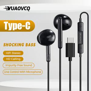 TEMU YUAOVCQ 유선 이어폰, Type-C/USB-C 잭 모델, 디지털 칩 탑재, 휴대폰용 헤드폰, 휴대폰용 유선 이어폰, 고해상도 음질, 통화용 HD 마이크, 몰입형 딥 베이스, 휴대폰, 태블릿, 노트북에 적합, 대부분의 USB-C/Type-C 잭 장치와 호환