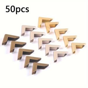 1.6*1.6*0.3cm 멀티 컬러 랜덤 혼합 철제 시트 코너 보호대 책 모서리 충돌 방지 책지 종이 노트북 커버 코너 보호대 추가 50개입, 0.3cm 두께 책 모서리에 적합