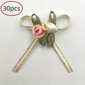 TEMU 30개 우아한 장미 리본과 꽃무늬 액센트 - 폴리에스터, 혼합 색상 DIY 공예 및 선물 포장용 - 결혼식, 휴일, 생일 및 홈 데코, 부케 액세서리에 완벽함