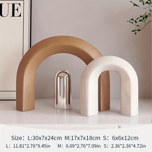TEMU 3개 세트 세라믹 꽃병, 북유럽 추상 미술 장식품 라이트 럭셔리 고급 거실 현관 TV 크리에이티브 크리미 스타일 홈 데코 꽃병, 아치 디자인 탁상 장식 - 친구 및 가족, 크리스마스, 결혼식, 브라이덜 샤워를 위한 이상적인 선물