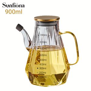 Sunfiona 1pc 시리즈 오일 푸어러 - 500ml/700ml/900ml 유리, 각도 조절 가능, 편안한 손잡이 (주방용 기름에 적합)