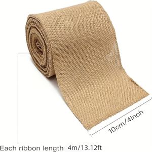 TEMU 천연 헤시안 브라운 린넨 원단 롤, 폭 10/15/20cm, 길이 4m - 공예, 크리스마스 테이블보, 의자 드레이프, 웨딩 장식에 적합