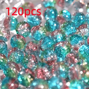 TEMU 120개 8mm 눈꽃 크래킹 유리 비즈 공예 비즈, 루스 비즈, 주얼리 제작, 웨딩, 파티 및 봄 플로럴 장식에 적합