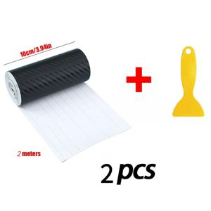 TEMU 3D 카본 파이버 스티커 2개 세트, 블랙 자동차 범퍼 및 도어실 트림 데칼, 자체 접착식 장식용 보호 필름, 실내외 튜닝용, 범용 자동차 DIY 액세서리