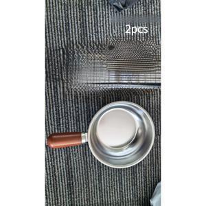 TEMU 내열 손잡이가 달린 뚜껑 없는 소스팬 2개 세트, 14cm, 모든 스토브(가스, 세라믹, 전기) 사용 가능 - 실버 소스팬
