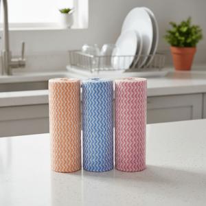 TEMU 랜덤 색상 3롤, 120개 찢어지는 청소용 천, 20X25 Cm / 7.87X9.84 In, 바늘 펀칭 비직물, 물결 패턴, 재사용 가능, 습식 또는 건식 사용에 적합, 높은 흡수력, 쉬운 세척, 주방 타월, 일회용 설거지 행주