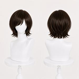 누구에게나 어울리는 데일리 가발, 앞머리가 있는 다크 브라운 , 패셔너블하고 우아하며 파티와 모임에 완벽