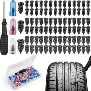 TEMU 85피스 범용 타이어 수리 플러그 키트, 빠른 타이어 수리 키트, 자동차, , SUV, 트럭, 캠핑카, 자전거, ATV 타이어 수리 도구, 튜브리스 타이어 수리용