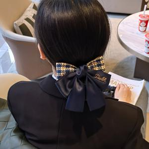 TEMU 블랙 하운드투스 오피스 헤어 클립, 클래식하고 우아한 스타일의 전문가용 리ボン 헤어 클립, 은행 스튜어디스 호텔 전용 업스타일 망사백 헤어 액세서리, 출퇴근용으로 활용도 높은