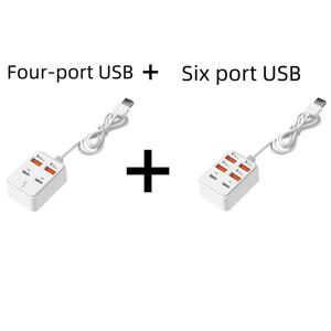 2개 66W 고출력 멀티 포트 USB 고속 충전기 연장 소켓 세트, 4-USB-A 및 2-Type-C 및 2-USB-A 및 2-Type-C 듀얼 모델, 6포트 동시 안정적인 충전, 대기열 없음; PD 고속 충전으로 Apple Android 폰과 완벽 호환