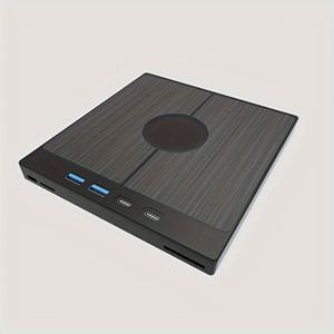 TEMU 7-in-1 외장 CD/DVD 드라이브 버너, USB-C & USB, SD/TF 카드 리더기, USB 포함, 휴대용 광학 드라이브, Windows, Mac, Linux용, PC, 노트북, 데스크톱, USB-C 허브 장치와 호환, CD/DVD ROM 플레이어 및 라이터