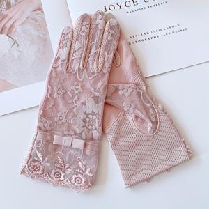 우아한 레이스 숏 글러브, 미끄럼 방지 터치스크린 통기성 여성용 장갑, 브라이덜 웨딩 장식, 포멀 파티 복장