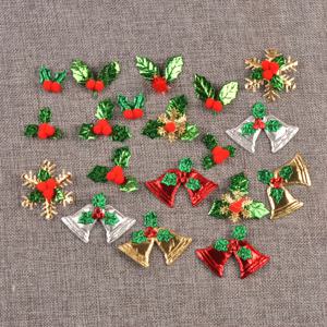 2-6cm 멀티 컬러 레이저 크리스마스 트리 잎과 과일 장식 조각 20개입, 핸드메이드 헤어 장식, 크리스마스 휴일 장면 장식에 적합, 접착제 없음