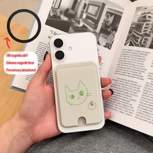 TEMU 고급스러운 PC 소재로 제작된 고양이와 토마토 패턴의 디자인 카드 홀더. 부드러운 촉감과 스타일리시한 디자인으로 삼성, 아이폰과 호환 가능