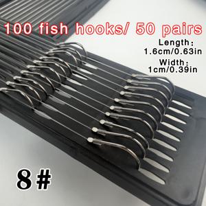 TEMU 바늘형 이중 갈고리 100개/50쌍, 묶음식 낚싯줄, 날카로운 끝단과 튼튼한 낚싯줄 - 민물 및 바닷물 낚시용, 소형에서 중형 물고기용