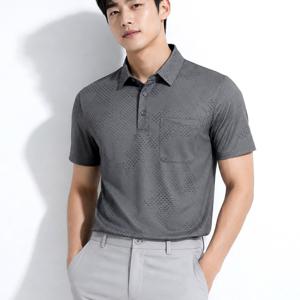 TEMU 남성 아이스 냉감 원단 여름 모임룩/일상룩/라운딩룩 댄디 카라 반팔 티셔츠 쿨링웨이브(M5ST36)