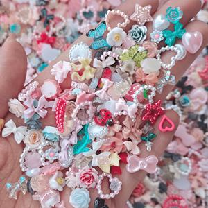 TEMU 600개 소형 리본 꽃 라인석 장식품, 네일 아트, 헤어, 제작, 레진 공예용 - DIY 공예용 혼합 레진 재료, 모양 및 참 포함