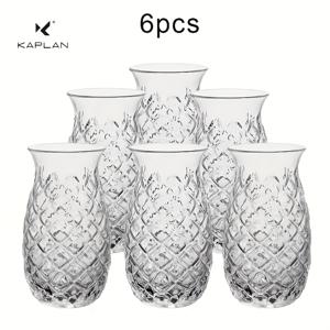 2/4/6개 카플란 브랜드 바 파인애플 유리 세트, 480ml/16.2oz (빨대 제외), 주스, 우유, 커피, 알코올 음료 등에 적합. 크리스마스, 할로윈, 추수감사절, 가족 모임 및 파티 행사 시 사용 가능