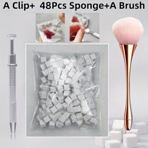 TEMU 3pcs 세트는 스펀지 브러쉬 48개 + 클립 1개 + 긴 손잡이 브러쉬 1개 포함이며, 네일 아트의 그라데이션 페인팅 및 클리닝, 그리고 그라데이션 네일 디자인 제작에 사용됩니다.