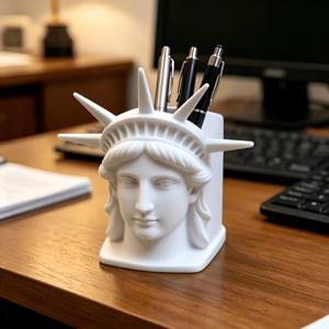 TEMU VMAYAN 펜 홀더 1개, 책상에 서류 정리를 위한 자유의 여신 3D 프린트 조각상 펜 홀더 (펜, 연필, 볼펜, 브러쉬 등 포함). 훌륭한 사무실 데스크탑 보관 상자 및 학생 문구 정리함