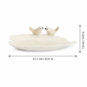 TEMU 나뭇잎 모양 디자인 세라믹 트레이, 창의적인 새 장식 수납 접시, 탁상용 주얼리 및 열쇠 정리용 장식품, 주얼리 트레이