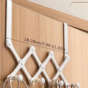 무타공 설치형 문걸이형 수납식 후크 - 길이 조절식 폴대 및 후크 시스템, 기숙사, 침실 수납용, 수건, 옷, 식기 걸이, 집세가 저렴한 곳에 적합한 도어 선반 도구, 모든 문폭에 적합 (아니요)