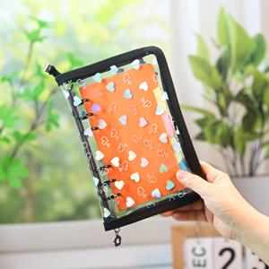 TEMU A6 하트 지퍼 바인더 세트 (5가지 색상 칸막이 포함), 6링 루스리프 플래너 (학교 사무실 문구용)