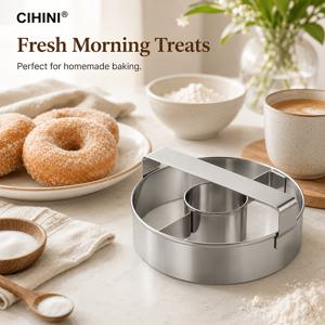 CIHINI 도넛 커터, 도넛 및 빵 슬라이스 제작에 적합, 가정용 베이킹 다기능 쿠키 커터, 내구성 있는 베이킹 및 쿠키 몰드 - 녹슬지 않음 - 세척 용이