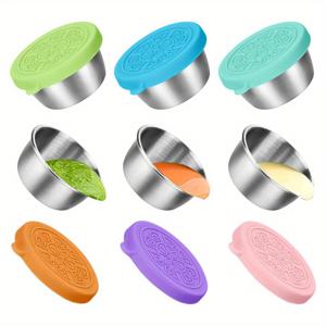 TEMU 2/6개 소스 컵 뚜껑 포함, 1.6Oz 재사용 가능한 소스 용기, 누출 방지 실리콘 뚜껑 포함, 스테인리스 스틸 조미료 컵 (샐러드 드레싱 용기, 외출용, 학교 벤토 도시락, 주방 용품, 레스토랑 용품, 피크닉 여행용 식기)