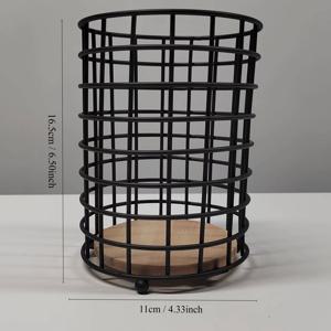 TEMU 1개 대형 주방용품 홀더 - 블랙 메탈 카운터탑 정리함, 모던 직사각형 조리 도구 캐디, 스테인리스 스틸 젓가락/숟가락/포크 보관함, 홈 카운터탑 정리용