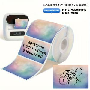 Phomemo Home Mini 프린터 라벨 (Phomemo M110, M120, , M220, M221 호환) 배송 주소 바코드용 핑크 그라데이션 감열 라벨 스티커 1롤/3롤
