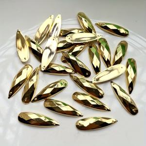 TEMU 스크랩북, DIY 드레스 장식 및 주얼리 만들기용 50개 골드 도금 물방울 라인스톤 - 9x22mm 및 8x12mm 사이즈 제공