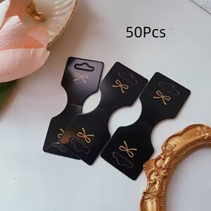 50/100개 검정색 작은 리본 카드, 헤어 스트링 및 헤어 장식 걸이 카드, 포장 카드 장식