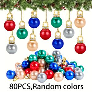 TEMU 40/80개 대용량 미니 크리스마스 볼 장식품, 반짝이는 플라스틱 공 및 나무 모양 장식, DIY 크리스마스 트리 장식용, 크리스마스 파티 답례품, 선물 속 채우개, 가정용 실내외 휴일 장식, 랜덤 색상