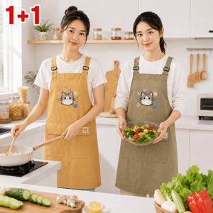 TEMU 1+1 방수 앞치마 고양이 캐릭터 주방 앞치마 방오 민소매 디자인 요리 베이킹 청소 가정용 앞치마