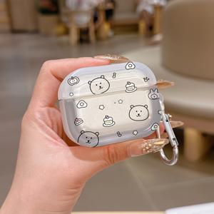 TEMU Apple Airpods 1/2/3/4/Pro/Pro2용 경량 및 내구성 TPU 텍스처 보호 케이스, 스크래치 및 충격 방지 설계, 휴대하기 쉬운 버클 포함