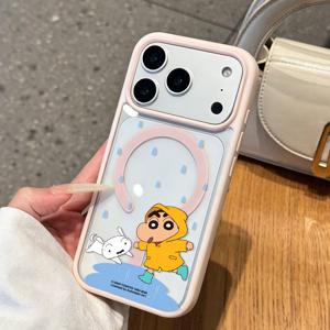 TEMU 비오는 자석 휴대폰 케이스, 아이폰 17//17 Pro/Air/16 Pro/15/14 Plus/13/12 Pro용 창의적인 귀여운 프린팅 패턴 보호 커버