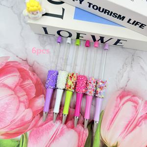 TEMU 마카롱 색상 글리터 구슬펜, 캔디 색상 DIY 핸드메이드 구슬펜, 소녀스러운 멀티 컬러 글리터 수필기