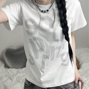 TEMU 프린팅 디자인 - 남녀공용 질감이 없는 캐주얼 반팔 티셔츠, 빈티지 아메리칸 스트리트 스타일, 스트라이프와 레터 프린트 패턴, 여름 외출이 잦은 날에 적합한 원단, 캐주얼 및 스포츠웨어용 활용도 높은 풀오버 상의, Jiang ' 추천, 플러스 사이즈